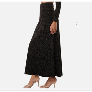 Women's MISA Los Angeles Black Silver Sparkle Maxi Skirt M